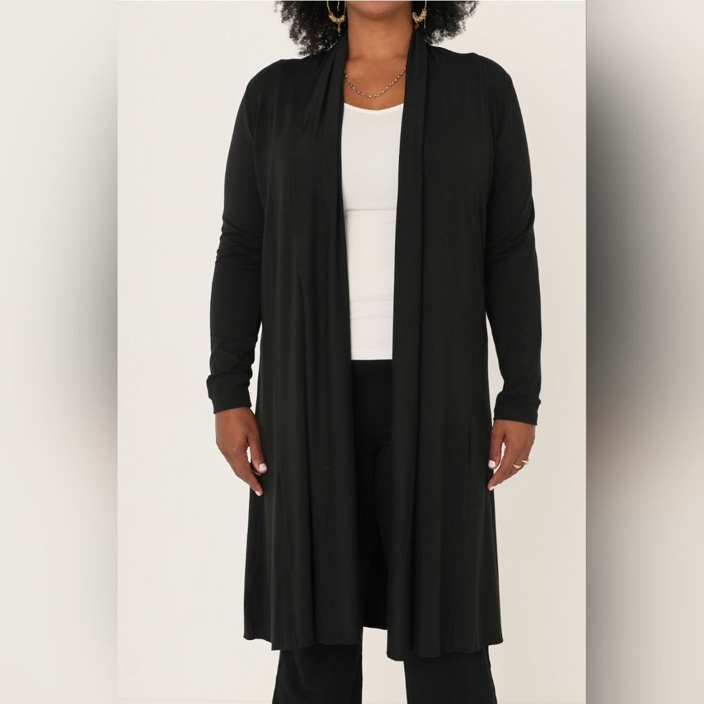 BODYPEACE Byron Bay Australia Black Open Cardigan 92% bamboo 8% spandex - Picture 5 of 8